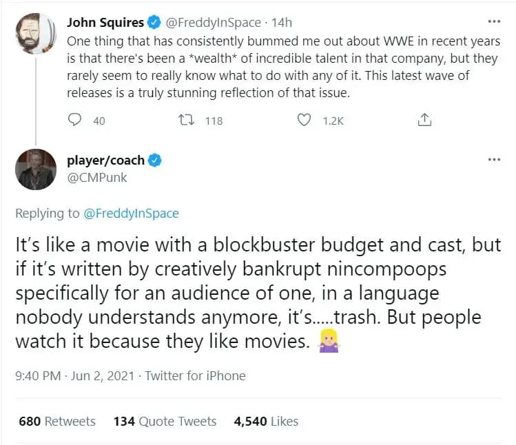 Cm punk john squires tweet exhange