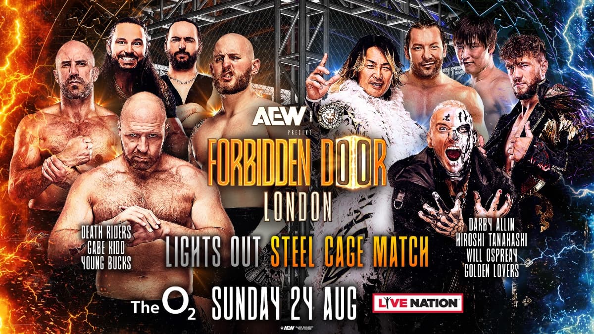 Graphic for AEW x NJPW Forbidden Door at Lights Out Steel Cage Match