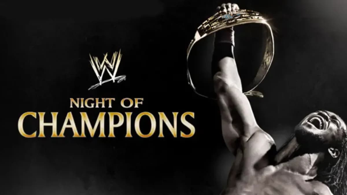 WWE logo for Night of Champions 2013 featuring Kofi Kingston holding up the Intercontinental Title