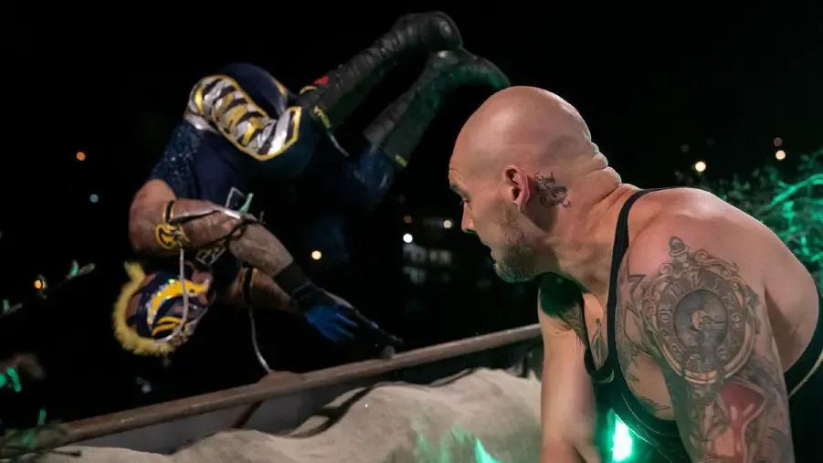 Baron Corbin Throws Rey Mysterio off the Roof Money in the Bank 2020.jpg