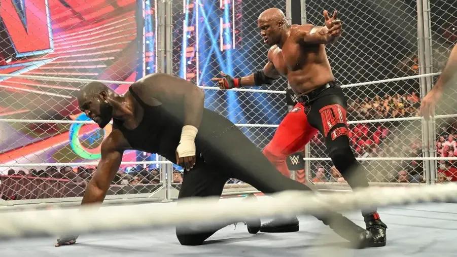 Bobby Lashley Omos WWE Raw steel cage.jpg