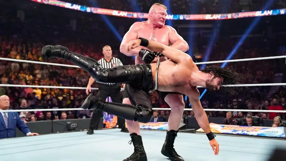 Brock lesnar seth rollins throwing around summerslam 2019