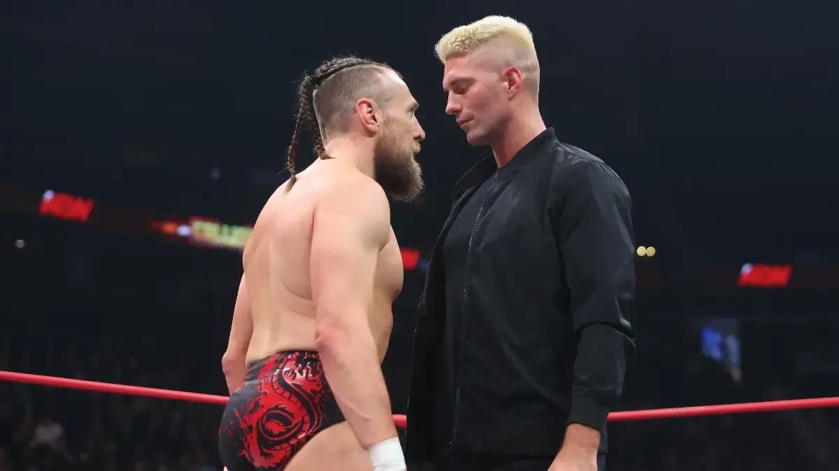 Bryan Danielson Zack Sabre Jr. stare down October 2023.jpg