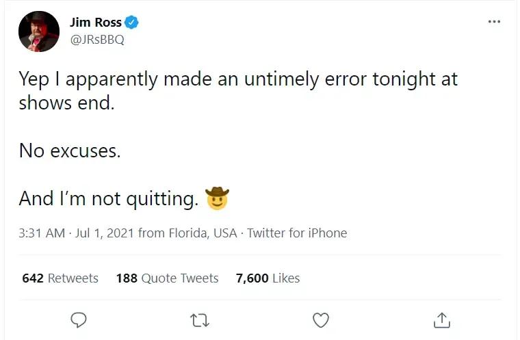 Jim ross tweet july 2021