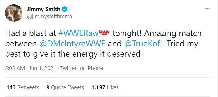 Jimmy smith tweet wwe