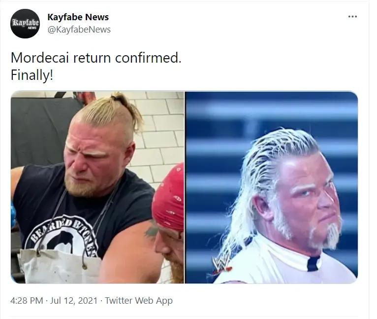 Kayfabe news tweet