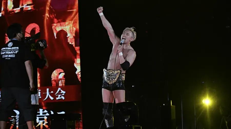 Kazuchika Okada Wrestle Kingdom 17 post-match.png