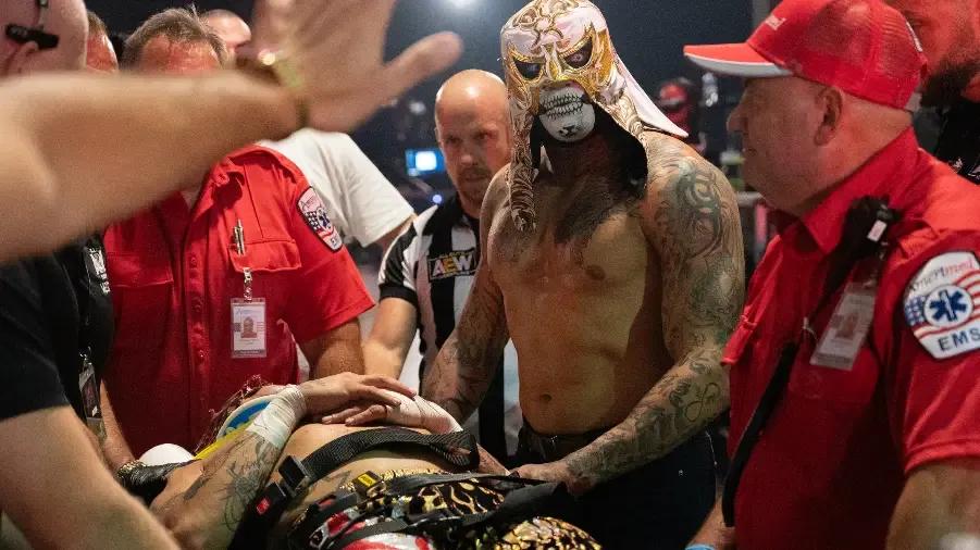 Rey Fenix on a stretcher August 2023.jpg