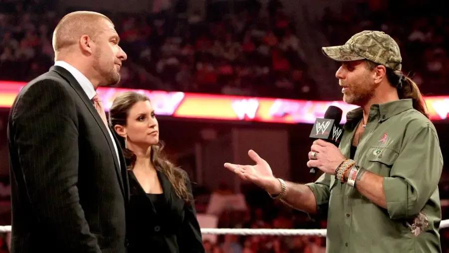 Shawn Michaels Triple H Stephanie McMahon WWE Raw 2013.jpg