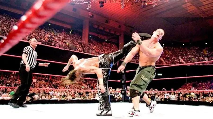 Shawn Michaels- John Cena- WWE Raw 2007.jpg