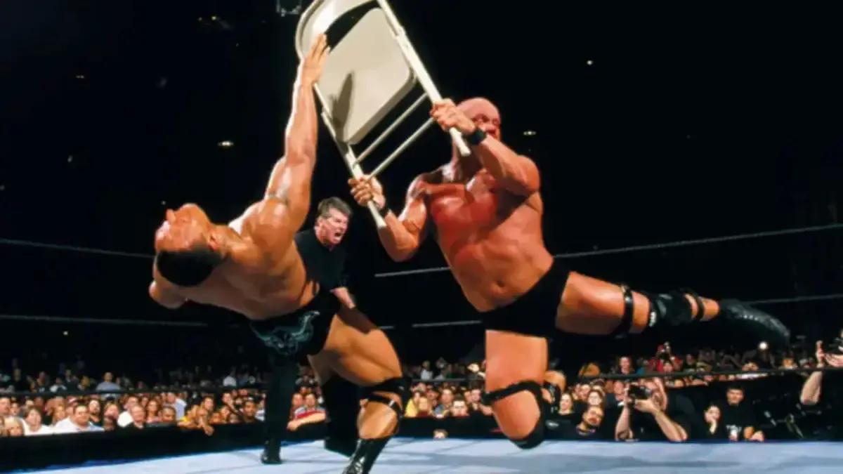 Steve austin the rock vince mcmahon wrestlemania 17 x seven