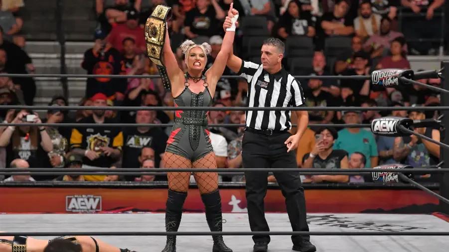 Toni Storm May 2023 Double or Nothing title aloft.jpg