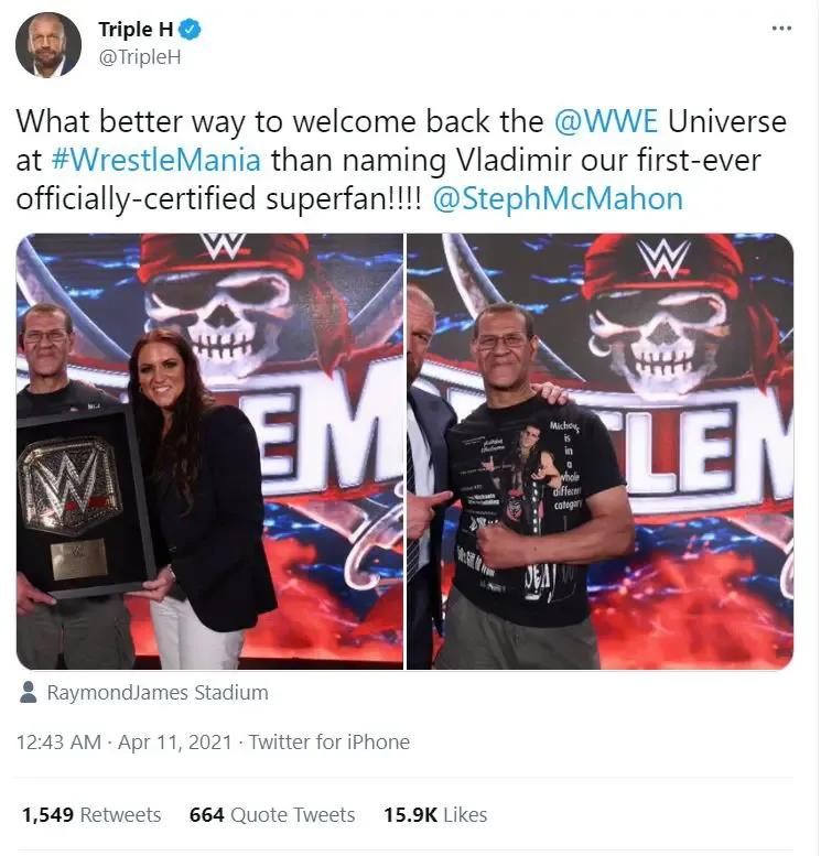 Triple h superfan tweet