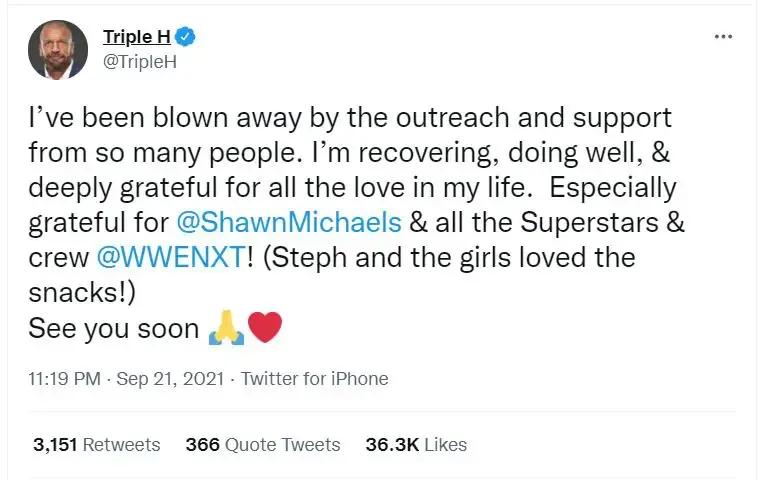 Triple h tweet