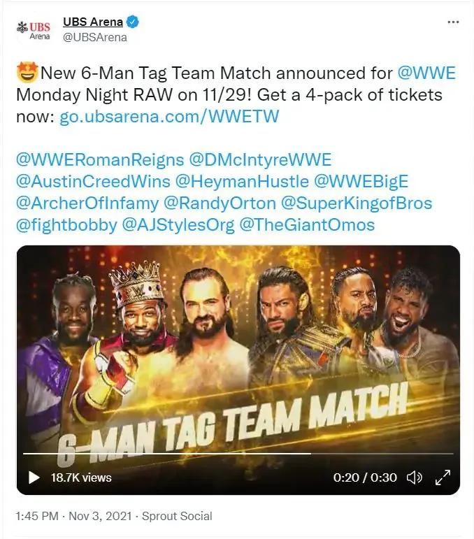 Ubs arena 6 man tag tweet