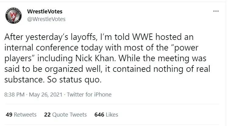 Wrestlevotes meeting tweet